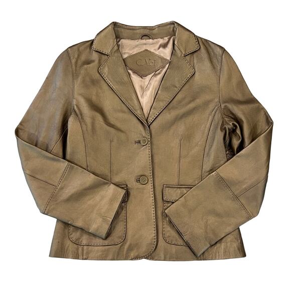CAbi Metallic Gold Leather Blazer Jacket - SIZE 8 - Picture 1 of 11